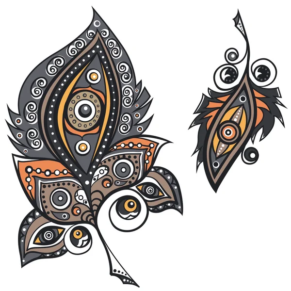 Plumas ornamentales étnicos — Vector de stock