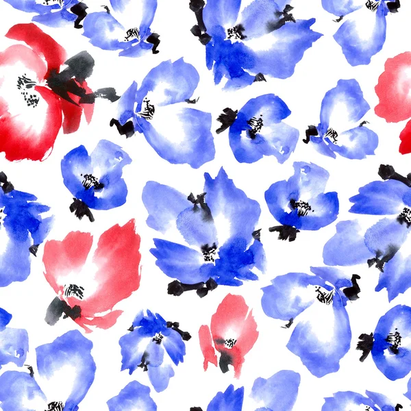 Watercolor flowers pattern — Stock Photo, Image