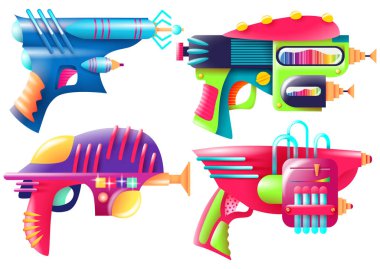 Parlak renkli patlayıcıların vektör çizimi. Beyaz arkaplanda nesneler kümesi.