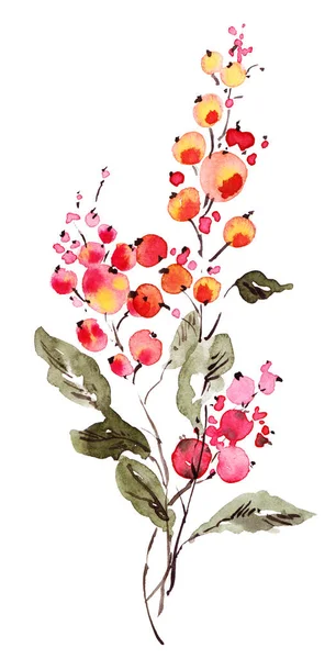 Όμορφο Μπουκέτο Λουλούδια Ζωγραφισμένα Από Ακουαρέλα Μεμονωμένη Απεικόνιση Λευκό Φόντο — Φωτογραφία Αρχείου