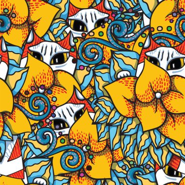 Kediler ve çiçekler