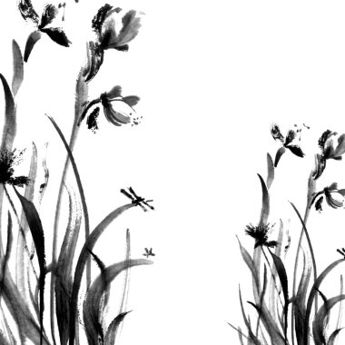 Suluboya çiçek boyalı