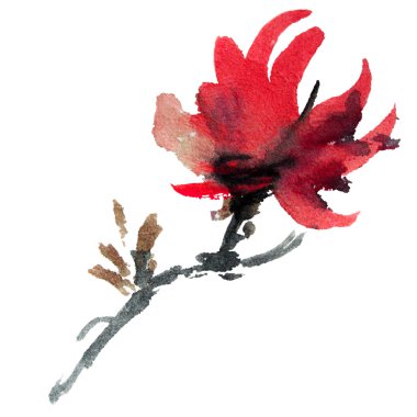 Suluboya çiçek boyalı