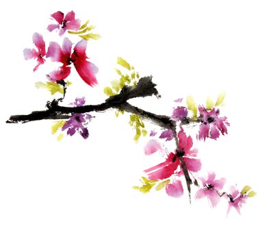 Suluboya çiçek boyalı