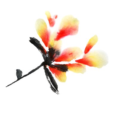 Suluboya çiçek boyalı