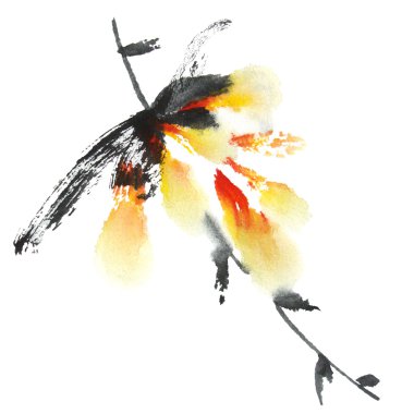 Suluboya çiçek boyalı