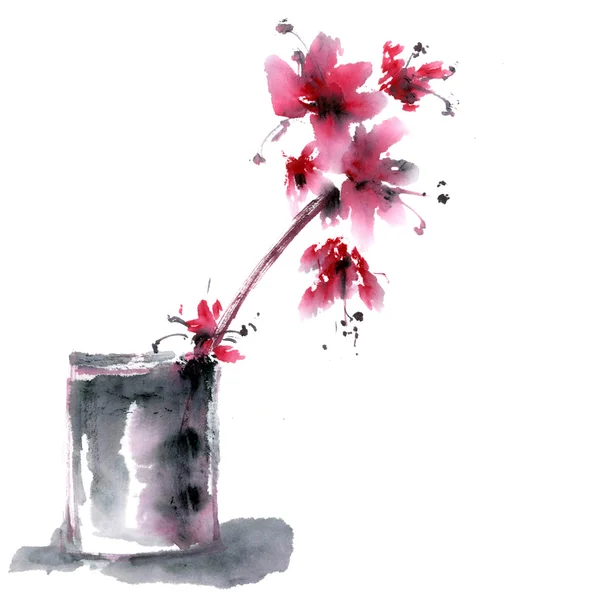 Акварель пофарбовані квіти — стокове фото