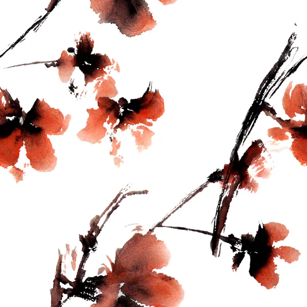 Akvarell målade blommor — Stockfoto