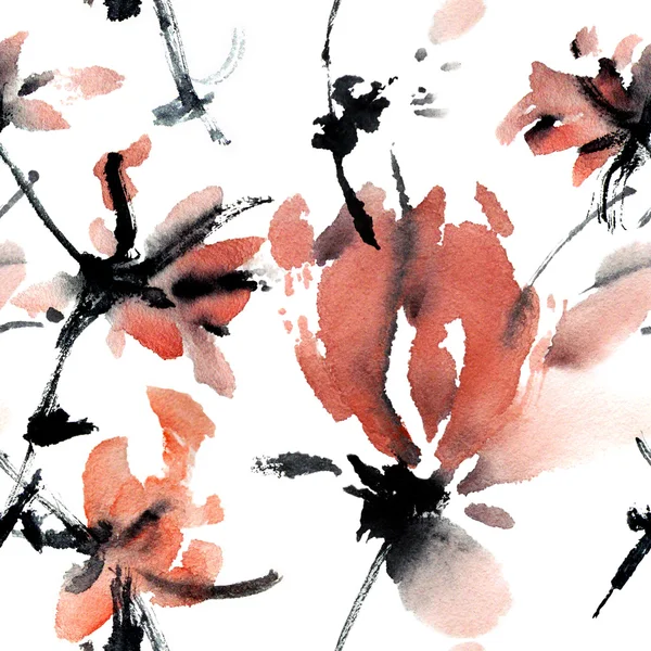 Akvarell målade blommor — Stockfoto