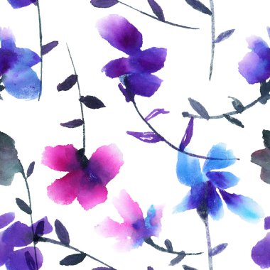 suluboya çiçek illüstrasyonu