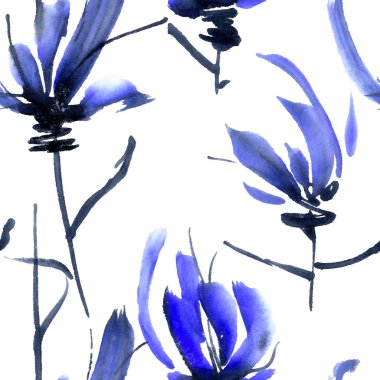 suluboya çiçek illüstrasyonu