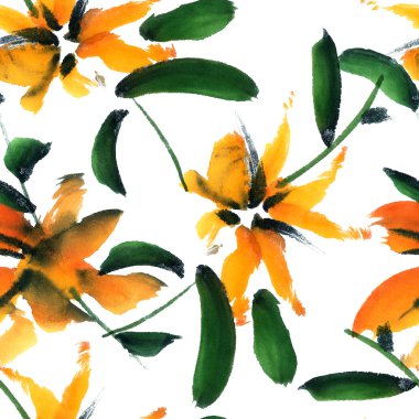 suluboya çiçek illüstrasyonu