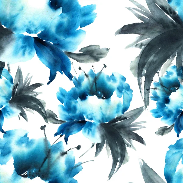 Blue peony. Flowers background texture. — Stock Photo, Image