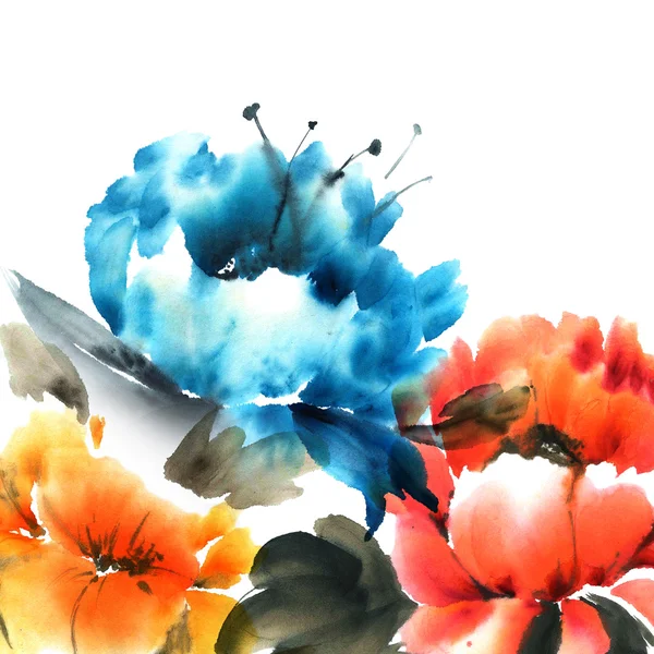 Buquê de peônia. Ilustração de flores.. — Fotografia de Stock