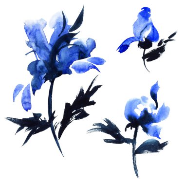 Mavi çiçekler illüstrasyon