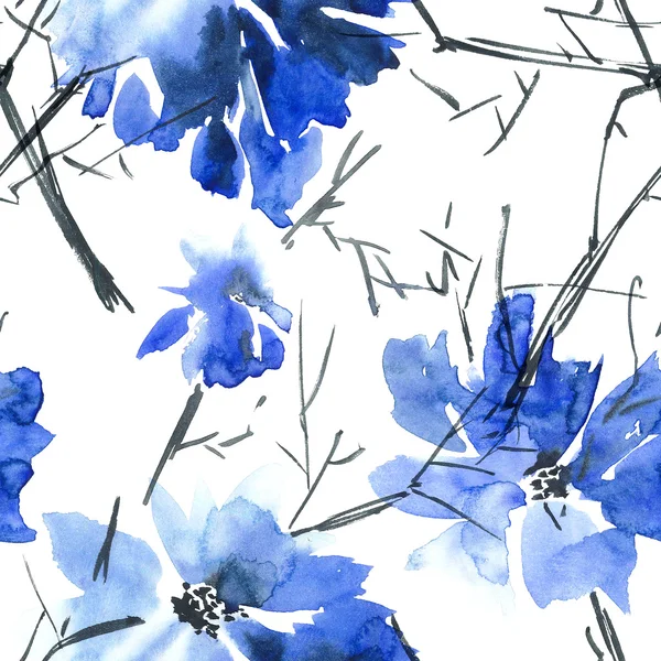Mavi çiçek deseni — Stok fotoğraf
