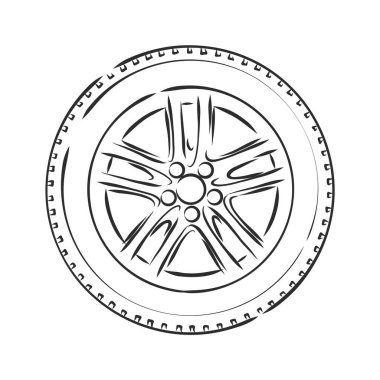 Otomobil Tekerleği Kablo Modeli EPS10 Vektörü