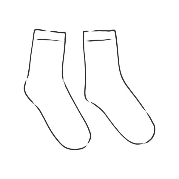 Chaussettes Style Croquis Illustration Vectorielle Modifiable Isolée Sur Fond Blanc — Image vectorielle