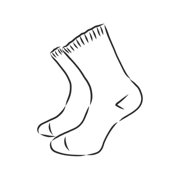 Chaussettes Style Croquis Illustration Vectorielle Modifiable Isolée Sur Fond Blanc — Image vectorielle