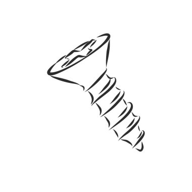 Vidalar, beyaz arka planda izole edilmiş tırnaklar. Vektör illüstrasyonu