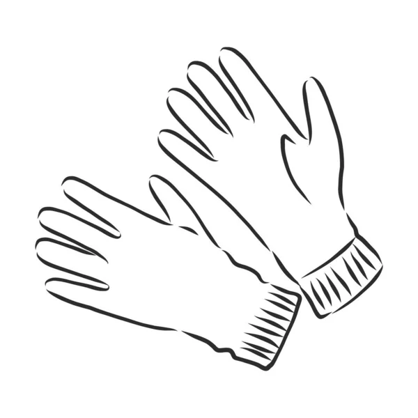 Skizze Von Winterhandschuhen Vektordarstellung Auf Weißem Hintergrund Isoliert Paar Handschuhe — Stockvektor