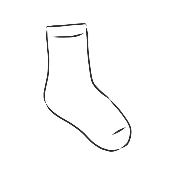 Çorap Eskiz Stili Düzenlenebilir Vektör Llüstrasyonu Beyaz Arkaplanda Izole Edildi — Stok Vektör