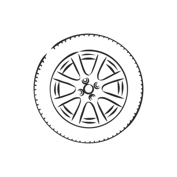 Vektorový Náčrtek Vozu Izolovaný Pozadí Ručně Kreslená Ikona Kola Ikona — Stockový vektor