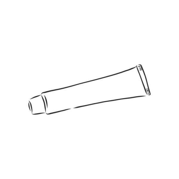 牙膏管手绘轮廓涂鸦图标 日常牙科护理 牙齿化妆品的医学概念 白色背景的印刷 移动和信息图形的矢量草图说明 — 图库矢量图片