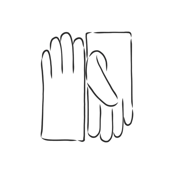 冬季手套素描 白色背景上孤立的病媒图解 一双手套 — 图库矢量图片