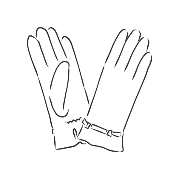 Schets Van Winter Handschoenen Vector Illustratie Geïsoleerd Witte Achtergrond Paar — Stockvector