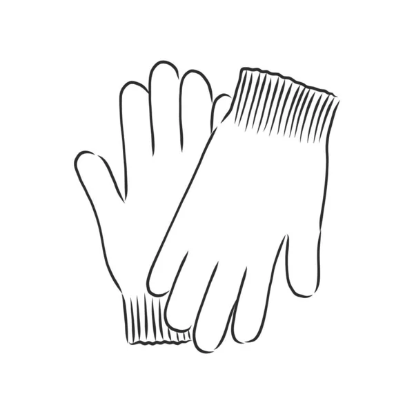 Skiss Vinter Handskar Vektor Illustration Isolerad Vit Bakgrund Par Handskar — Stock vektor