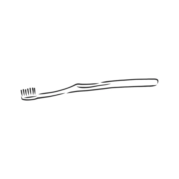 Vector Single Sketch Illustration Plastic Toothbrush — Stock Vector