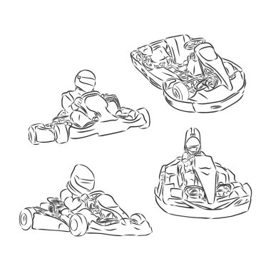Go Kart araba logosu gri arka planda. EPS10 sanat vektörü 