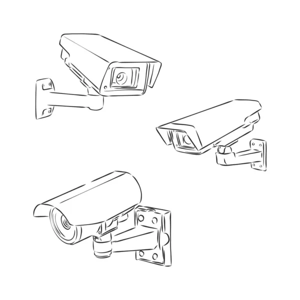 Açık Hava Güvenlik Kamerası Doodle Tarzı — Stok Vektör
