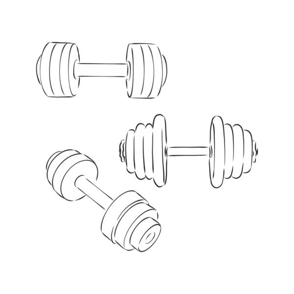 Dumbbell Schets Vector Fitness Logo Symbool Gym Icoon Gestileerde Illustratie — Stockvector