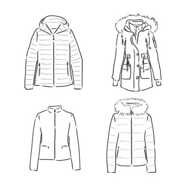 Siyah beyaz ceketli kışlık ceket vektör çizimi