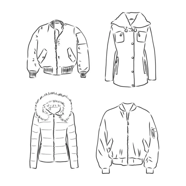 Черный Белый Вниз Куртка Векторный Рисунок Куртки — стоковый вектор