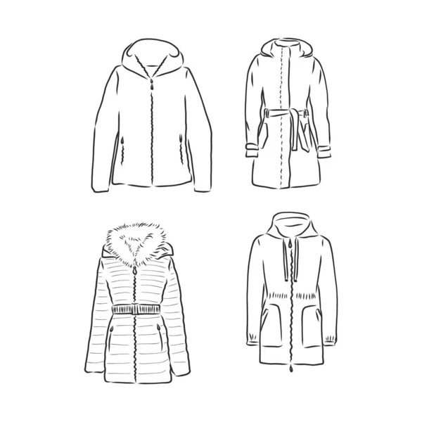 Black White Jacket Winter Jacket Vector Sketch Illustration — Stock Vector