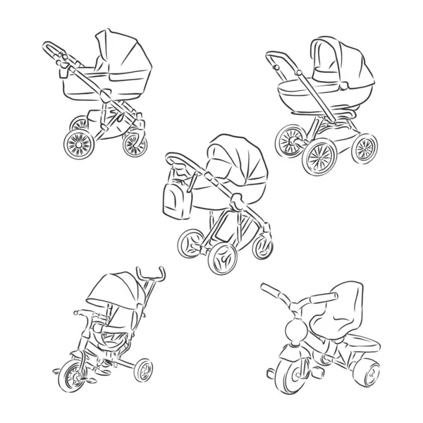赤ちゃんの馬車のスケッチ ベクトル図ベクトル図 — ストックベクタ