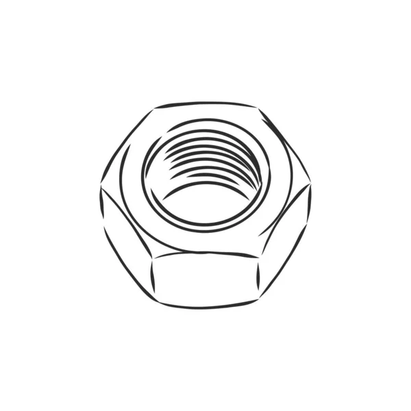 Icône Gadget Illustration Vectorielle Boulon Écrou Écrou Outil Dessiné Main — Image vectorielle