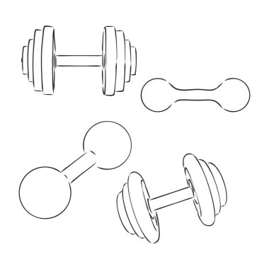 Beyaz arkaplanda izole edilmiş basit dambıllar
