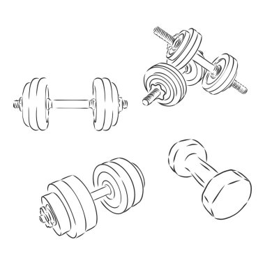 Beyaz arkaplanda izole edilmiş basit dambıllar