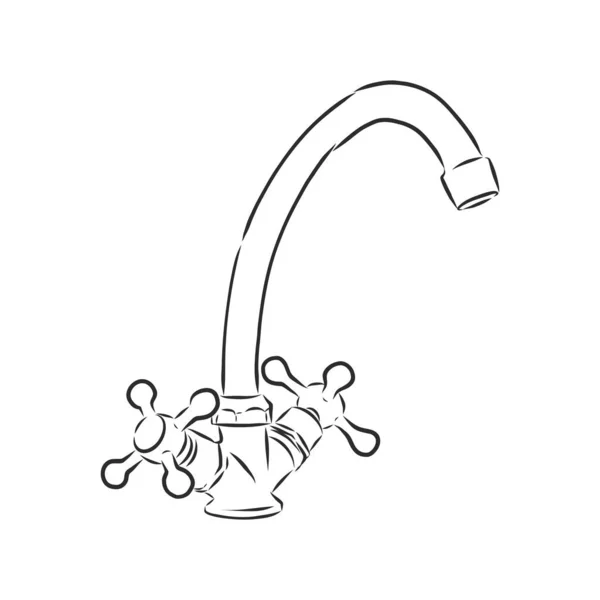 Vector Single Sketch Kitchen Faucet — Stock Vector