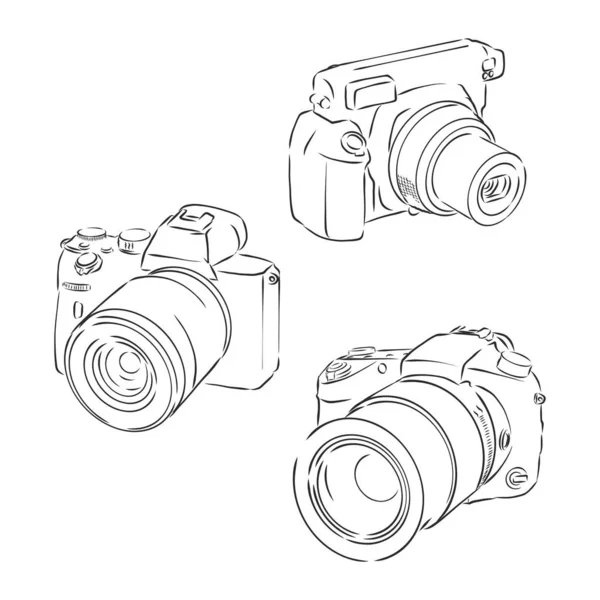 Ilustración Cámara Estilo Sketch — Vector de stock