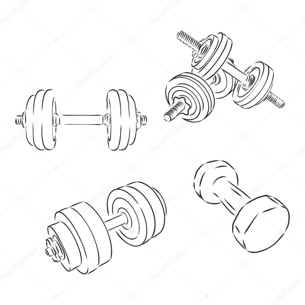 Vector simple dumbbells, isolated on white background