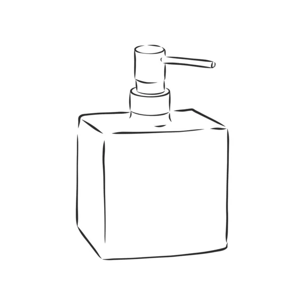 Handgetekende Doodle Witte Cosmetische Fles Zwarte Slag Eenvoudige Lijn Vector — Stockvector
