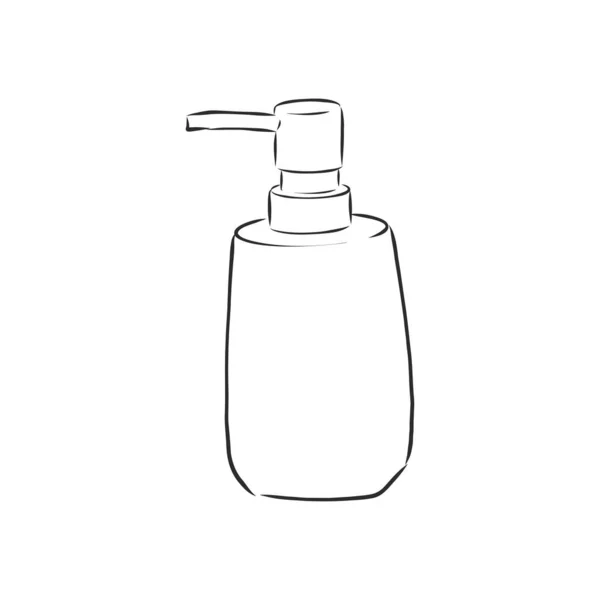 Handgetekende Doodle Witte Cosmetische Fles Zwarte Slag Eenvoudige Lijn Vector — Stockvector