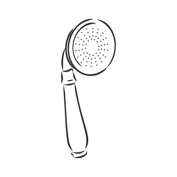 Χειροποίητο Σκίτσο Της Κεφαλής Του Ντους Λευκό Φόντο Συσκευές Μπάνιου — Διανυσματικό Αρχείο
