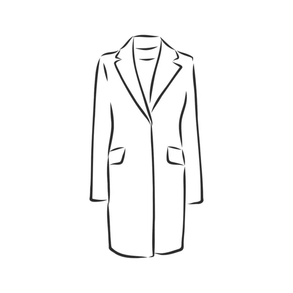 Manteau Femme Esquisse Plate Mode Dessin Technique — Image vectorielle