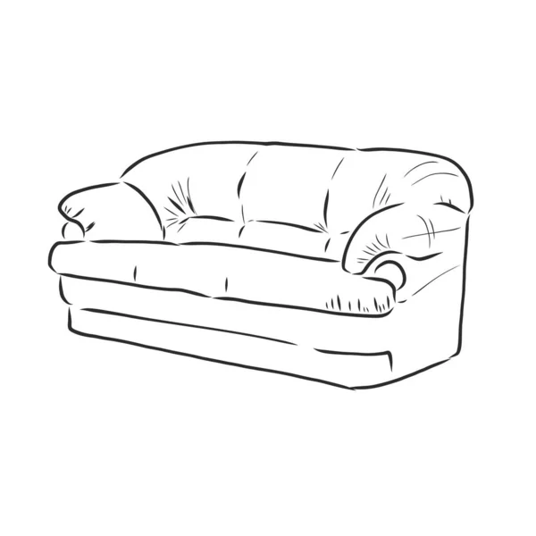 Sofa Omtrek Icoon Bank Silhouet Meubilair Voor Woonkamer Vectorillustratie — Stockvector